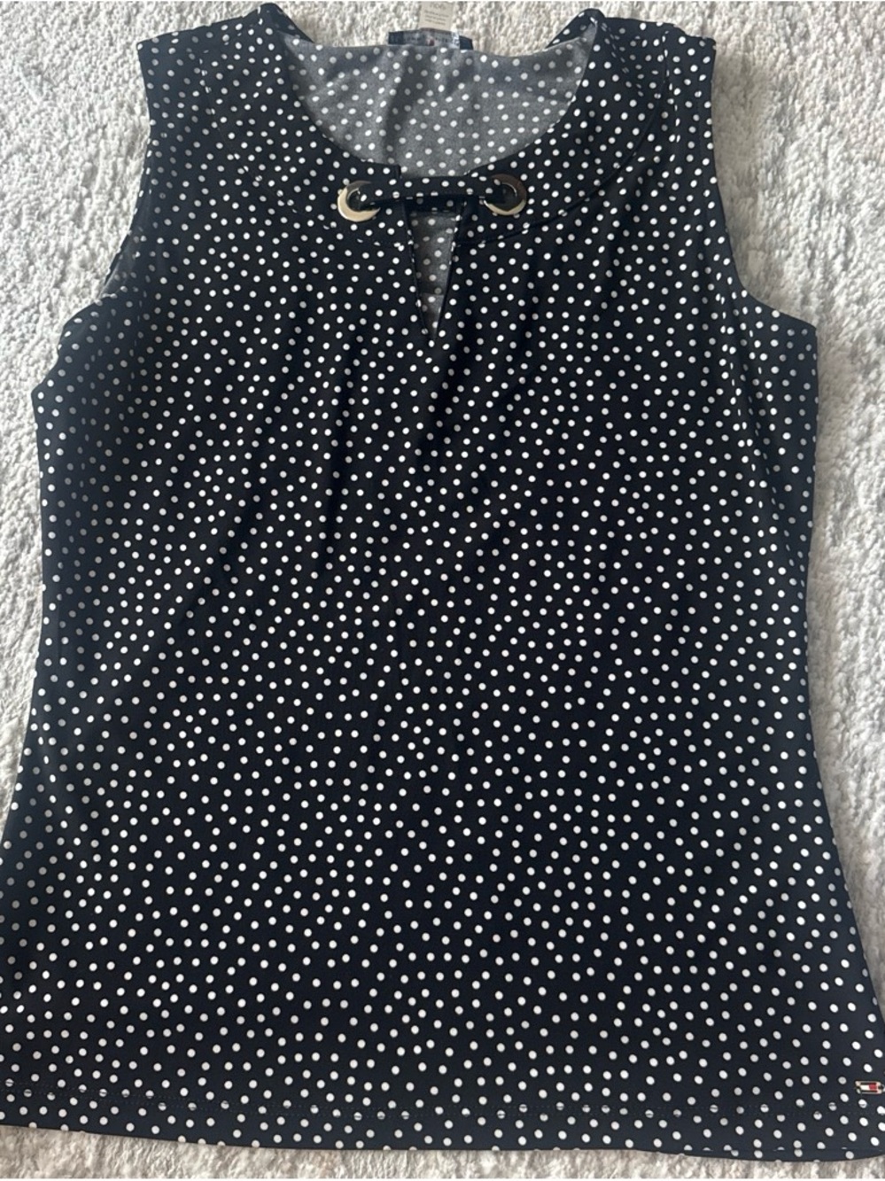 Tommy Hilfiger Black and White Polka Dot Sleeveless Tank